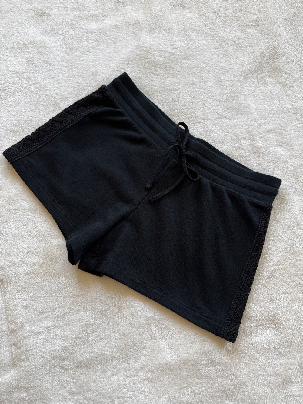 Mossimo Black Knit Shorts with Lace Trim